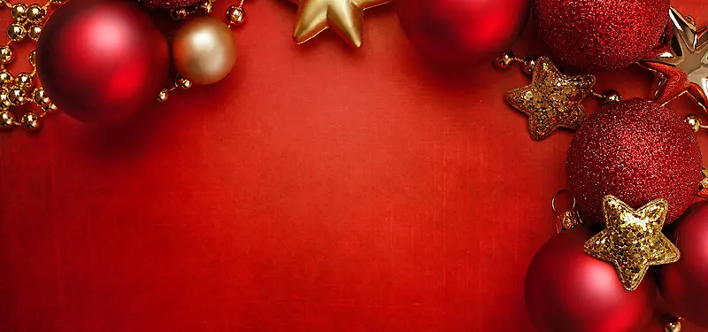 圣诞节彩球红色喜庆背景