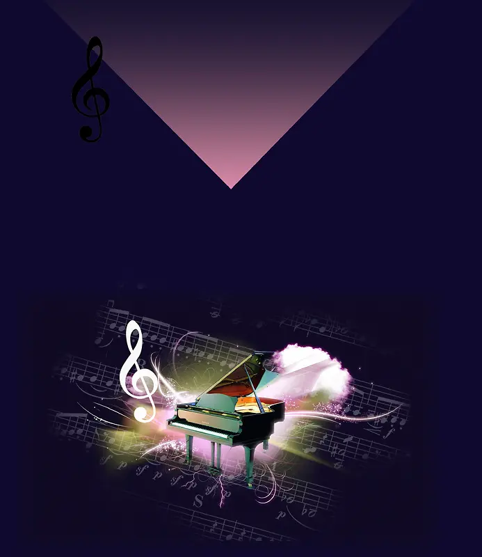 彩色钢琴招生培训海报背景