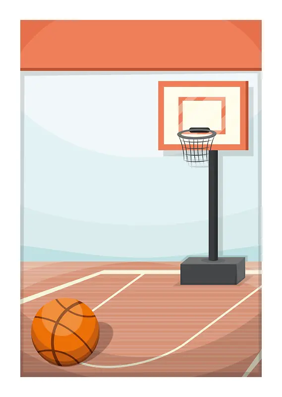 扁平手绘卡通篮球球赛激情球场背景素材