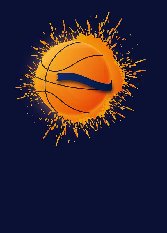 卡通篮球飞溅纹理激情球赛背景素材
