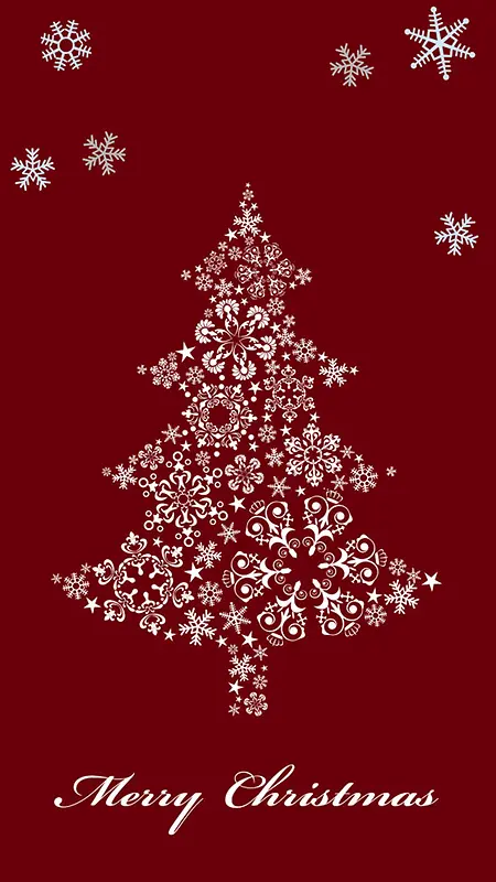 圣诞节发光圣诞树红色H5背景