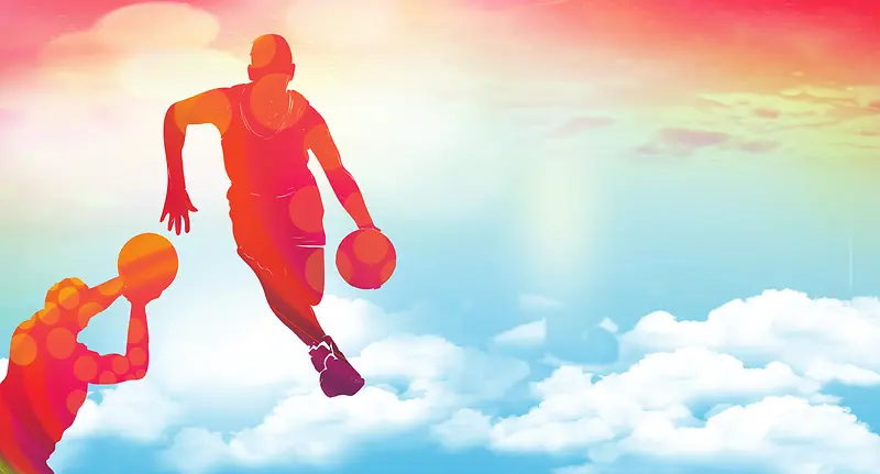 彩色篮球人物海报