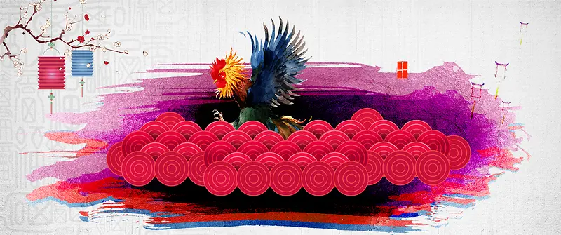 过年展板背景红色中国风