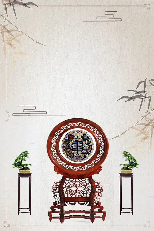 古典艺术中国风精美刺绣宣传海报