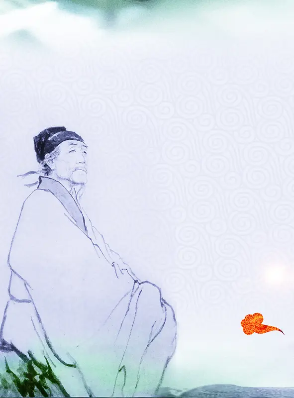 中国风杜甫很忙绿色背景素材