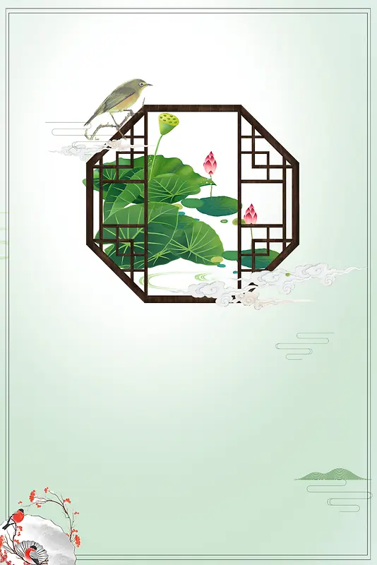 绿色中国风二十四节气立夏海报