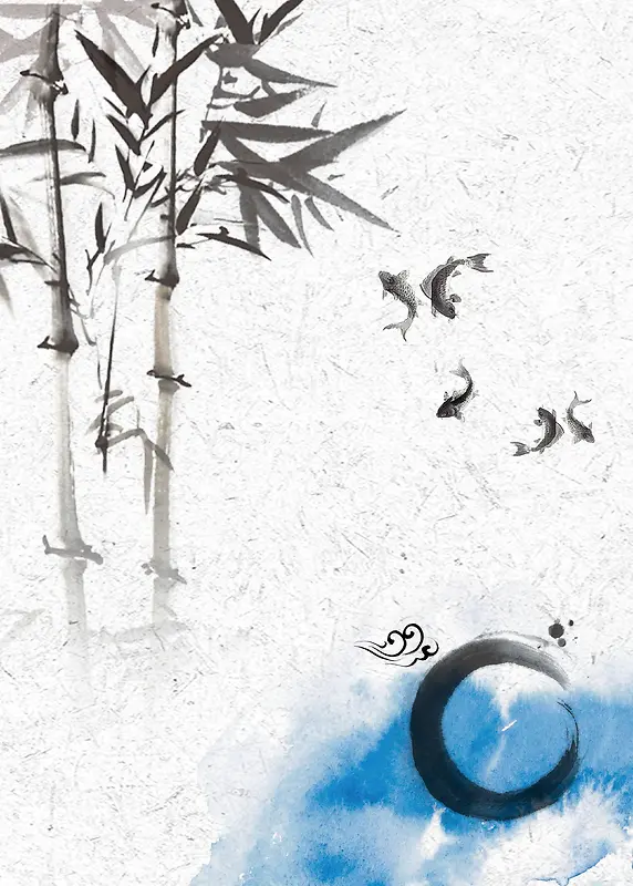 中式水墨竹子复古海报背景素材