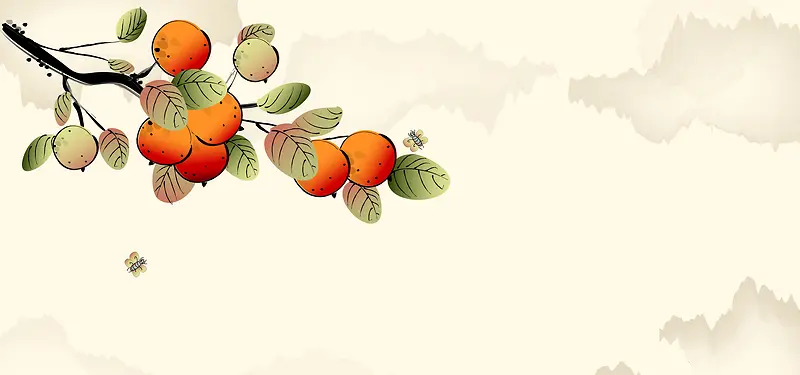 中国水墨金桔吉祥背景banner