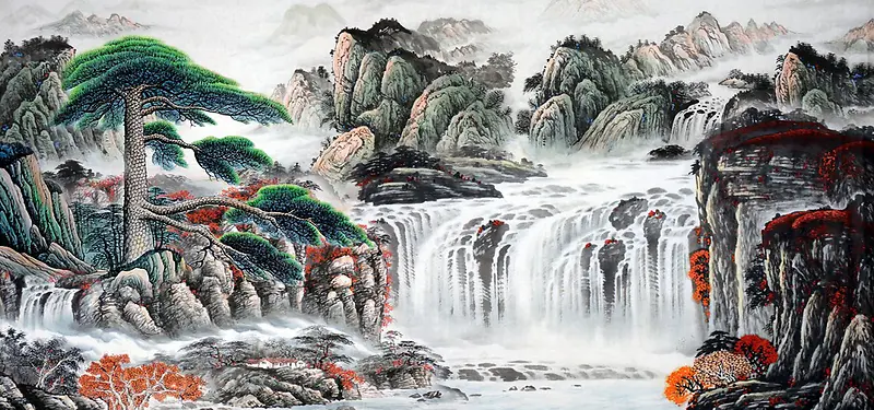 中国风山水水墨画风景