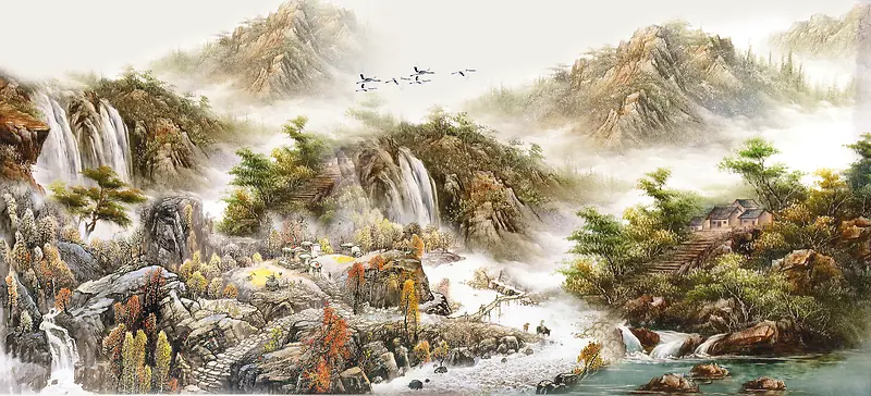 中国风山水背景素材
