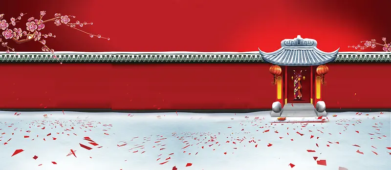 中国风城墙Banner背景