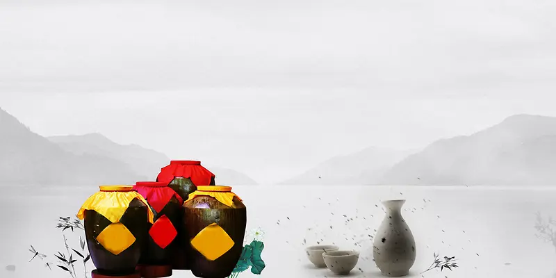 中国风舌尖上的美酒宣传海报背景素材