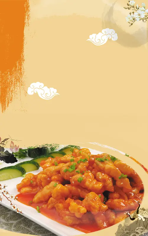 中国风糖醋里脊肉美食海报背景素材