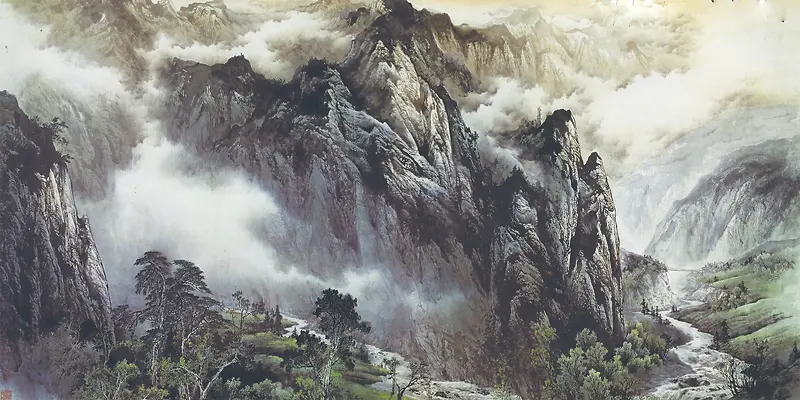 中国风山水画背景素材