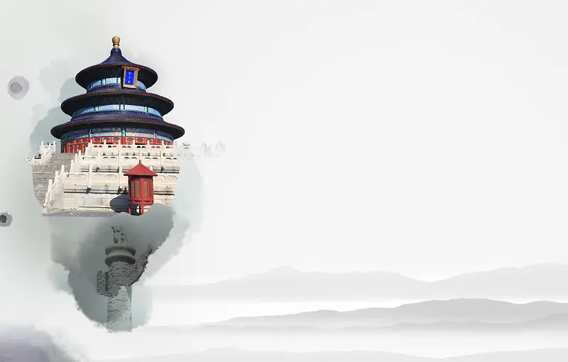 中国风水墨故宫背景素材