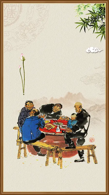中国风饮食文化餐饮海报背景素材