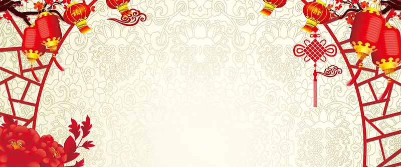 新年中国结喜庆黄色淘宝海报背景
