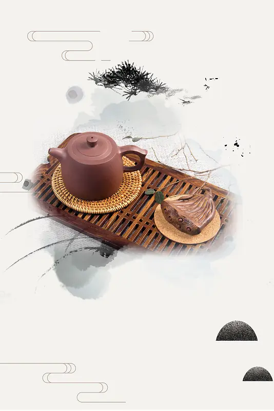 紫砂壶茶壶文化宣传海报背景素材