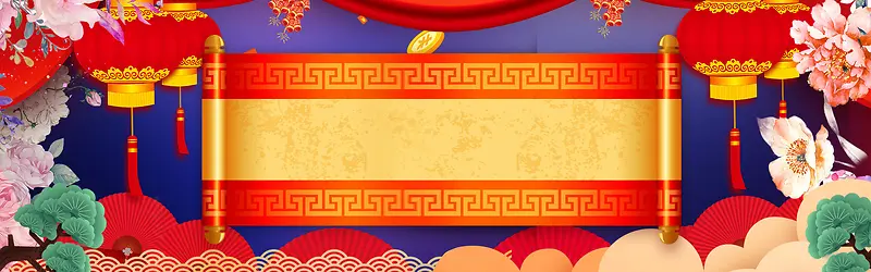 红色清新中国风灯笼banner背景