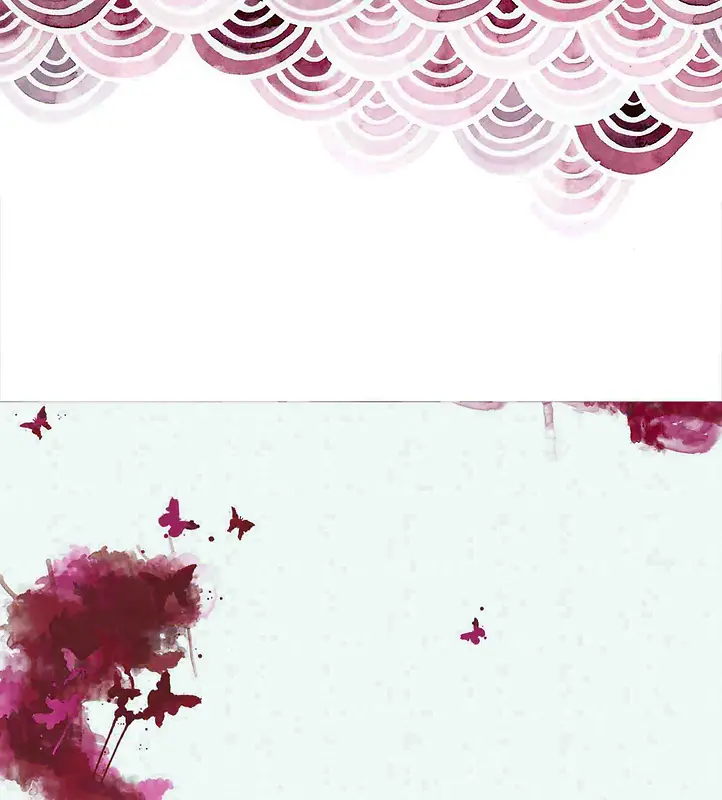 中式对折页紫红水墨邀请函水纹贺卡海报背景