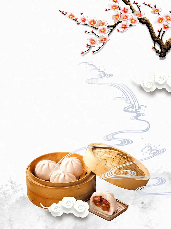 中国风广式早餐背景素材