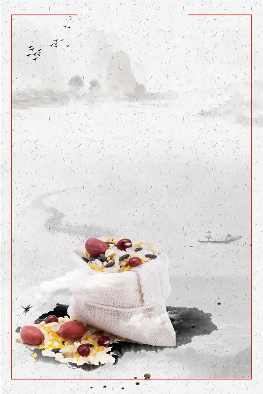 中国风五谷杂粮店广告宣传海报背景素材