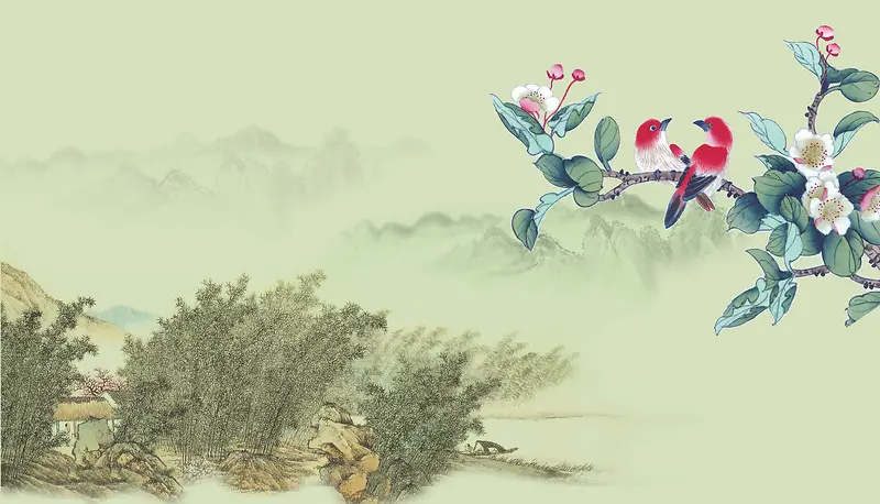 清明节中国画广告背景