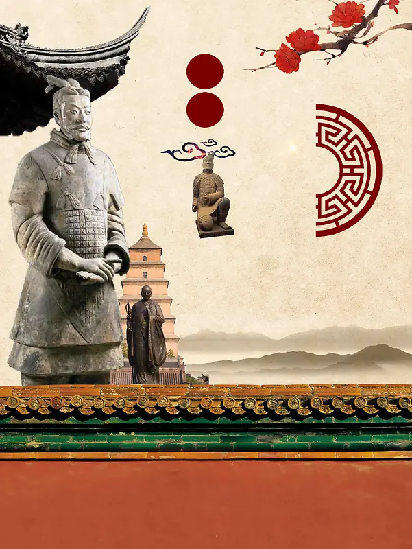 中国风西安兵马俑旅游旅行宣传