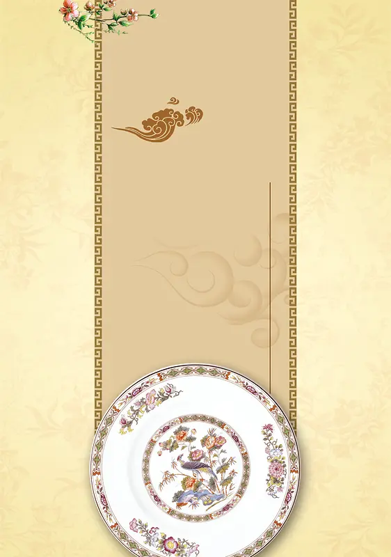 中式青花瓷盘素雅背景素材