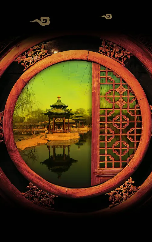 中国风古韵古典建筑背景素材