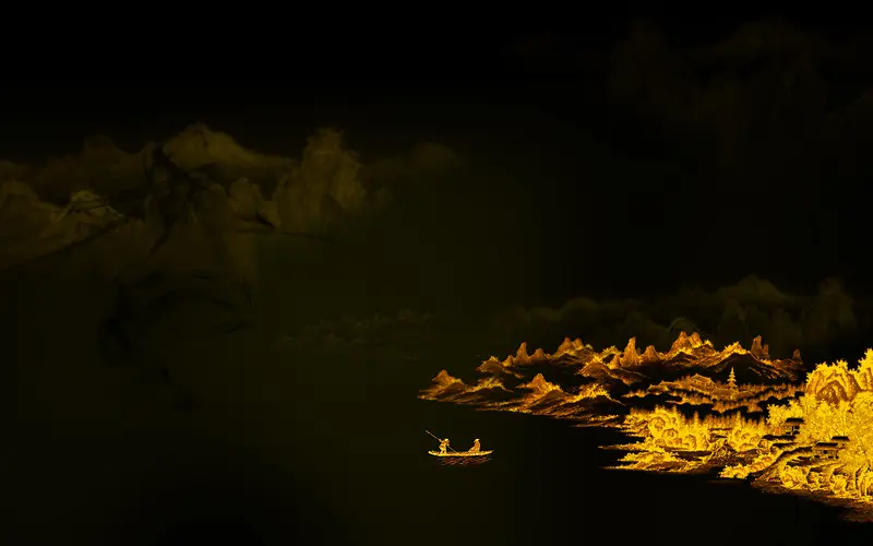 中国蓝山水海报背景