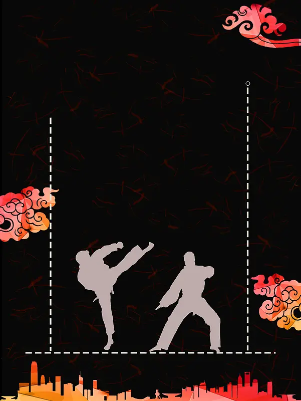 中国风简约跆拳道招生海报设计背景素材