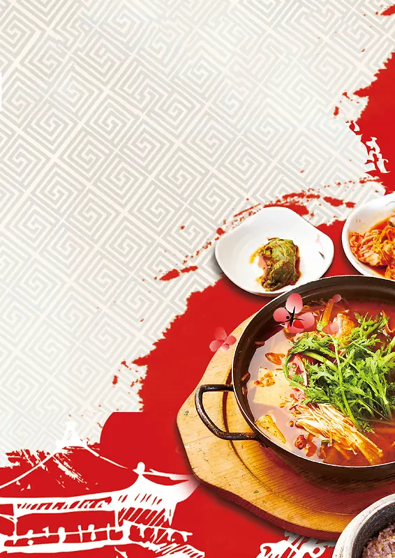 中国风美食文化宣传海报背景素材