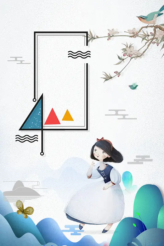 中国风插画夏季新品发布海报背景素材
