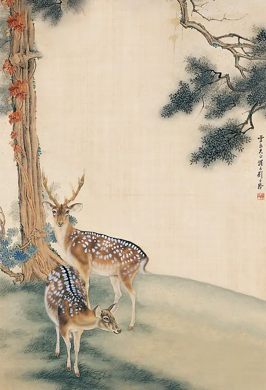 中国风古典麋鹿平面广告