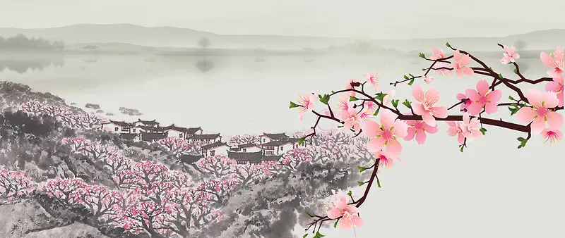 中国风桃花背景图