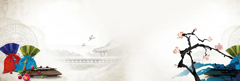 淘宝茶叶茶文化中国风水墨画背景banner