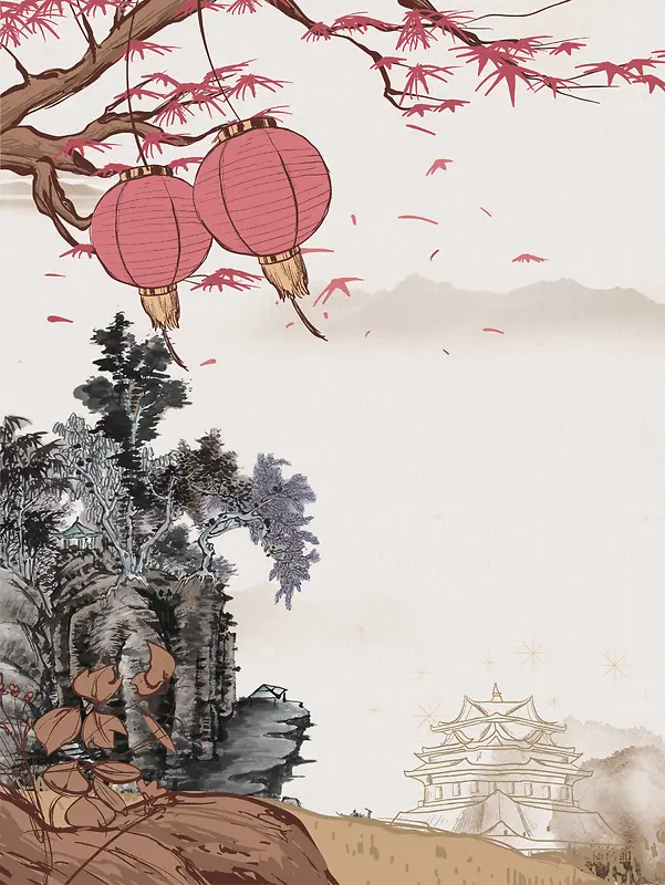 中国风水墨九九重阳佳节节日宣传