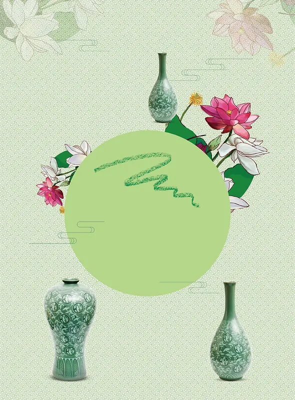 中国风古典清朝陶瓷艺术海报背景素材