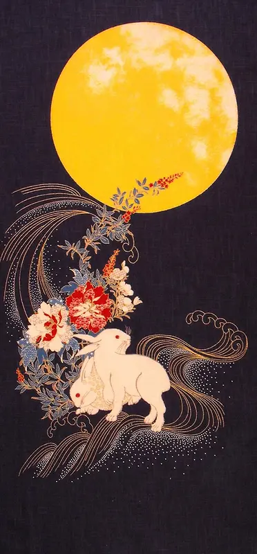 中秋节月亮玉兔手绘海报背景