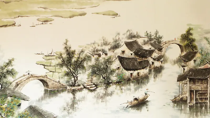 中国风水墨画国画平面广告