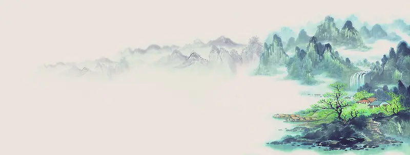 米色中国风山水画背景