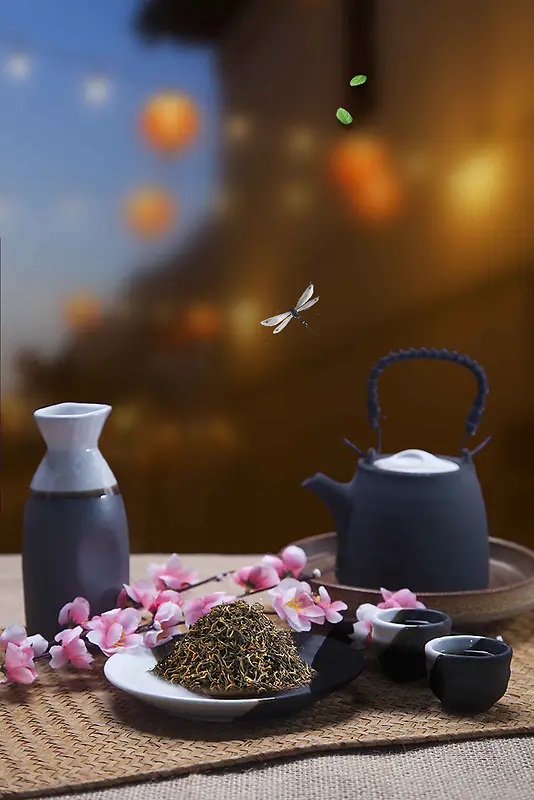 大气中国风绿茶设计宣传背景