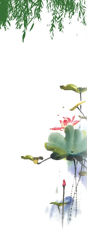 中国风水墨壁画展架背景素材