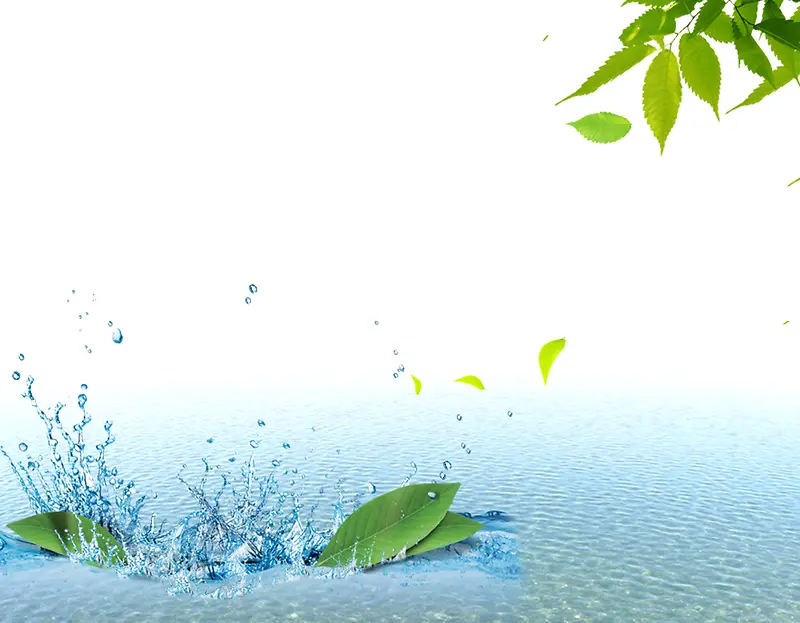 水面水纹水波水滴绿叶叶子绿色蓝色
