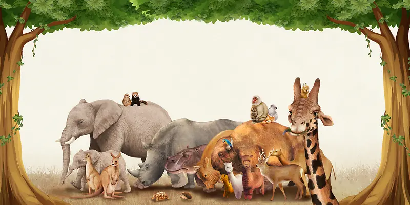 动物园保护动物宣传海报背景素材