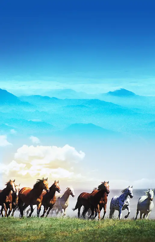 万马奔腾大气背景