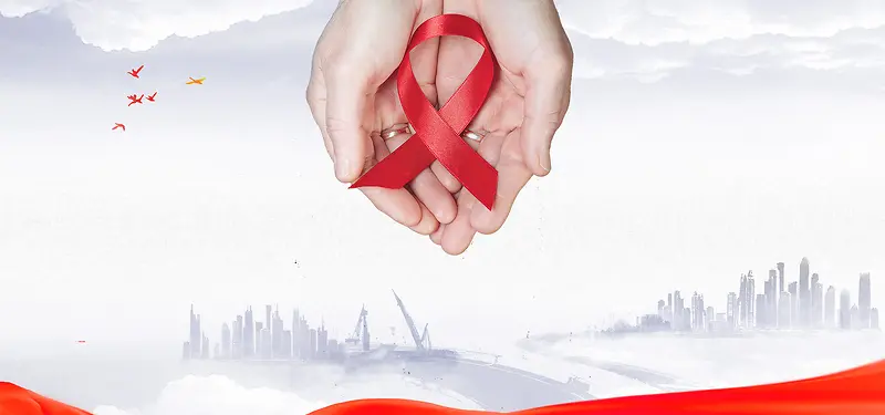 艾滋病红丝带banner海报背景