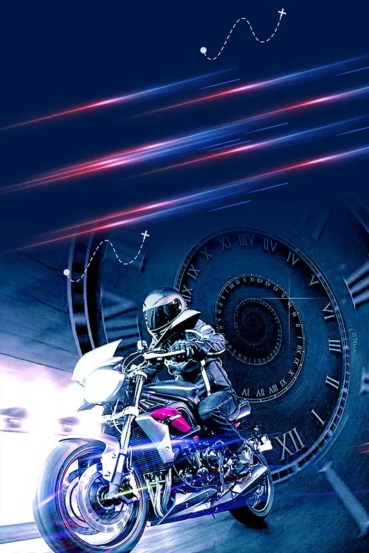 炫彩摩托车俱乐部海报背景素材