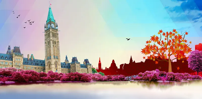 魅力加拿大旅游之都宣传海报背景素材